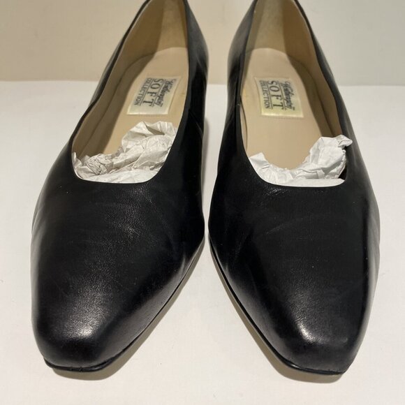 Vintage Worthington Leather Pumps Heels Size 9 Wide Black Square Toe Classic EUC - Picture 4 of 12